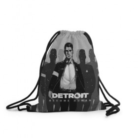 Рюкзак-мешок 3D с принтом Detroit:become human в городе Новоалтайск, 100% полиэстер | плотность ткани — 200 г/м2, размер — 35 х 45 см; лямки — толстые шнурки, застежка на шнуровке, без карманов и подкладки | connor | cyberlife | detroit become human | deviant | kara | markus | ps4 | rk800 |  detroit: become human | детроит | детроит: стать человеком | игры | кара | коннор | конор | кэра | маркус | пиратs | эксклюзив