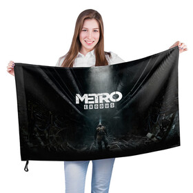 Флаг 3D с принтом METRO EXODUS в городе Новоалтайск, 100% полиэстер | плотность ткани — 95 г/м2, размер — 67 х 109 см. Принт наносится с одной стороны | exodus | horror | metro exodus | survival | игры | исход | метро | метро 2035