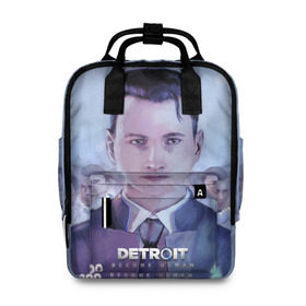 Женский рюкзак 3D с принтом Detroit become human в городе Новоалтайск, 100% полиэстер | лямки с регулируемой длиной, сверху ручки, чтобы рюкзак нести как сумку. Основное отделение закрывается на молнию, как и внешний карман. Внутри два дополнительных кармана, один из которых закрывается на молнию. По бокам два дополнительных кармашка, куда поместится маленькая бутылочка
 | connor | cyberlife | detroit become human | deviant | kara | markus | ps4 | rk800 |  detroit: become human | детроит | детроит: стать человеком | игры | кара | коннор | конор | кэра | маркус | пиратs | эксклюзив