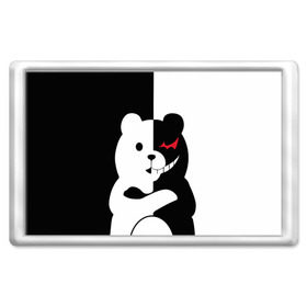 Магнит 45*70 с принтом MONOKUMA в городе Новоалтайск, Пластик | Размер: 78*52 мм; Размер печати: 70*45 | Тематика изображения на принте: anime | bear | black  white | minomi | monokuma | pink | rabbit | school | аниме | главарь | миноми | монокума | черно белый | школа