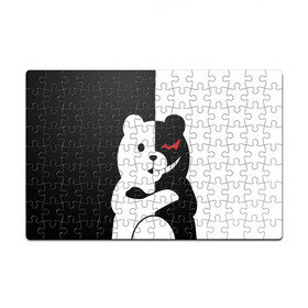 Пазл магнитный 126 элементов с принтом MONOKUMA | МОНОКУМА в городе Новоалтайск, полимерный материал с магнитным слоем | 126 деталей, размер изделия —  180*270 мм | anime | bear | black  white | minomi | monokuma | pink | rabbit | school | аниме | главарь | миноми | монокума | черно белый | школа