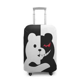 Чехол для чемодана 3D с принтом MONOKUMA МОНОКУМА в городе Новоалтайск, 86% полиэфир, 14% спандекс | двустороннее нанесение принта, прорези для ручек и колес | anime | bear | black  white | minomi | monokuma | pink | rabbit | school | аниме | главарь | миноми | монокума | черно белый | школа