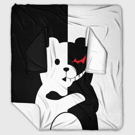 Плед с рукавами с принтом MONOKUMA в городе Новоалтайск, 100% полиэстер | Закругленные углы, все края обработаны. Ткань не мнется и не растягивается. Размер 170*145 | anime | bear | black  white | minomi | monokuma | pink | rabbit | school | аниме | главарь | миноми | монокума | черно белый | школа