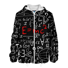 Мужская куртка 3D с принтом ФОРМУЛЫ ФИЗИКА в городе Новоалтайск, ткань верха — 100% полиэстер, подклад — флис | прямой крой, подол и капюшон оформлены резинкой с фиксаторами, два кармана без застежек по бокам, один большой потайной карман на груди. Карман на груди застегивается на липучку | Тематика изображения на принте: e mc 2 | emc 2 | school | знаменитые формулы | физика | формулы | школа | эйнштейн