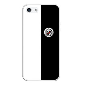 Чехол для iPhone 5/5S матовый с принтом MONOKUMA SCHOOL в городе Новоалтайск, Силикон | Область печати: задняя сторона чехла, без боковых панелей | anime | bear | black  white | minomi | monokuma | pink | rabbit | school | аниме | главарь | миноми | монокума | черно белый | школа