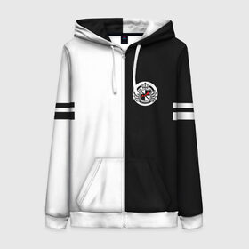 Женская толстовка 3D на молнии с принтом MONOKUMA SCHOOL в городе Новоалтайск, 100% полиэстер | длина до линии бедра, манжеты и пояс оформлены мягкой тканевой резинкой, двухслойный капюшон со шнурком для регулировки, спереди молния, по бокам два кармана | anime | bear | black  white | minomi | monokuma | pink | rabbit | school | аниме | главарь | миноми | монокума | черно белый | школа