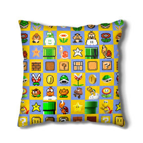 Подушка 3D с принтом Super Mario Pop art в городе Новоалтайск, наволочка – 100% полиэстер, наполнитель – холлофайбер (легкий наполнитель, не вызывает аллергию). | состоит из подушки и наволочки. Наволочка на молнии, легко снимается для стирки | bros | donkey kong | mario | super | игра | марио | офф | спин | супер | тоад