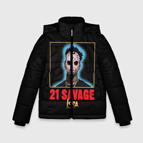 Зимняя куртка для мальчиков 3D с принтом 21 Savage в городе Новоалтайск, ткань верха — 100% полиэстер; подклад — 100% полиэстер, утеплитель — 100% полиэстер | длина ниже бедра, удлиненная спинка, воротник стойка и отстегивающийся капюшон. Есть боковые карманы с листочкой на кнопках, утяжки по низу изделия и внутренний карман на молнии. 

Предусмотрены светоотражающий принт на спинке, радужный светоотражающий элемент на пуллере молнии и на резинке для утяжки | 21 savage | boomin | issa | metro | mode | numb | rap | trap | бешеный | сэведж | твени ван севедж | твенти