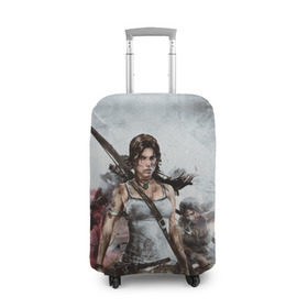 Чехол для чемодана 3D с принтом Tomb Raider в городе Новоалтайск, 86% полиэфир, 14% спандекс | двустороннее нанесение принта, прорези для ручек и колес | game | shadow of the tomb raider | tomb raider | гора | кино | крофт | лара крофт | ледокол | огонь | приключения | путешествие | расхитительница гробниц