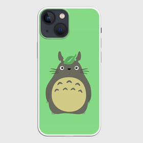 Чехол для iPhone 13 mini с принтом Тоторо под листочком в городе Новоалтайск,  |  | art | hayao miyazaki | mei kusakabe | tonari no totoro | берлога | лапа | лес | мой сосед тоторо | хаяо миядзаки