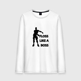 Мужской лонгслив хлопок с принтом Floss like a boss в городе Новоалтайск, 100% хлопок |  | dance | floss like a boss | fortnite | swag | thebackpackkid | танец