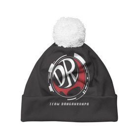 Шапка 3D c помпоном с принтом TEAM DANGANRONPA в городе Новоалтайск, 100% полиэстер | универсальный размер, печать по всей поверхности изделия | anime | bear | black  white | danganronpa | korokuma | monodam | monokuma | monomi | monotaro | pink | rabbit | school | shirokuma | аниме | главарь | мoноми | монокума | черно белый | школа
