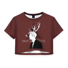 Женская футболка 3D укороченная с принтом TRUE DETECTIVE в городе Новоалтайск, 100% полиэстер | круглая горловина, длина футболки до линии талии, рукава с отворотами | hbo | matthew mcconaughey | true detective | tv show | woody harrelson | арт | марти харт | минимализм | настоящий детектив | раст коул | сериал