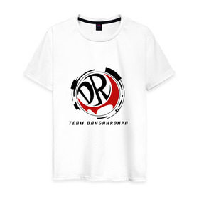 Мужская футболка хлопок с принтом TEAM DANGANRONPA в городе Новоалтайск, 100% хлопок | прямой крой, круглый вырез горловины, длина до линии бедер, слегка спущенное плечо. | anime | bear | black  white | danganronpa | korokuma | monodam | monokuma | monomi | monotaro | pink | rabbit | school | shirokuma | аниме | главарь | мoноми | монокума | черно белый | школа