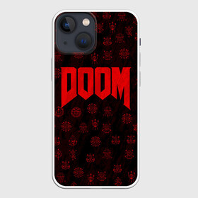 Чехол для iPhone 13 mini с принтом DOOM | ДУМ в городе Новоалтайск,  |  | devil | doom | hell | mark of the doom slayer | slayer | ад | гарнил | дум | знаки | иероглифы | компьютерные игры 2019 | преисподняя | символ | солдат