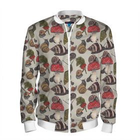 Мужской бомбер 3D с принтом Улитки в городе Новоалтайск, 100% полиэстер | застегивается на молнию, по бокам два кармана без застежек, по низу бомбера и на воротнике - эластичная резинка | Тематика изображения на принте: 