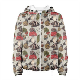 Женская куртка 3D с принтом Улитки в городе Новоалтайск, ткань верха — 100% полиэстер, подклад — флис | прямой крой, подол и капюшон оформлены резинкой с фиксаторами, два кармана без застежек по бокам, один большой потайной карман на груди. Карман на груди застегивается на липучку | Тематика изображения на принте: 