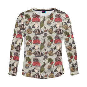 Женский лонгслив 3D с принтом Улитки в городе Новоалтайск, 100% полиэстер | длинные рукава, круглый вырез горловины, полуприлегающий силуэт | Тематика изображения на принте: 