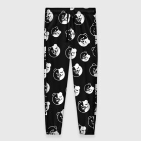 Женские брюки 3D с принтом MONOKUMA в городе Новоалтайск, полиэстер 100% | прямой крой, два кармана без застежек по бокам, с мягкой трикотажной резинкой на поясе и по низу штанин. В поясе для дополнительного комфорта — широкие завязки | anime | bear | black  white | danganronpa | korokuma | monodam | monokuma | monomi | monotaro | pink | rabbit | school | shirokuma | аниме | главарь | мoноми | монокума | черно белый | школа