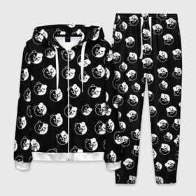 Мужской костюм 3D с принтом MONOKUMA в городе Новоалтайск, 100% полиэстер | Манжеты и пояс оформлены тканевой резинкой, двухслойный капюшон со шнурком для регулировки, карманы спереди | anime | bear | black  white | danganronpa | korokuma | monodam | monokuma | monomi | monotaro | pink | rabbit | school | shirokuma | аниме | главарь | мoноми | монокума | черно белый | школа