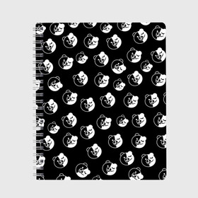 Тетрадь с принтом MONOKUMA в городе Новоалтайск, 100% бумага | 48 листов, плотность листов — 60 г/м2, плотность картонной обложки — 250 г/м2. Листы скреплены сбоку удобной пружинной спиралью. Уголки страниц и обложки скругленные. Цвет линий — светло-серый
 | anime | bear | black  white | danganronpa | korokuma | monodam | monokuma | monomi | monotaro | pink | rabbit | school | shirokuma | аниме | главарь | мoноми | монокума | черно белый | школа