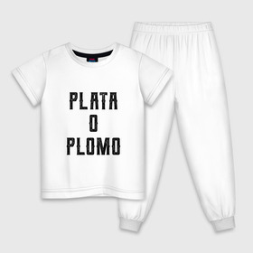 Детская пижама хлопок с принтом Plata o Plomo в городе Новоалтайск, 100% хлопок |  брюки и футболка прямого кроя, без карманов, на брюках мягкая резинка на поясе и по низу штанин
 | Тематика изображения на принте: escobar | loving pablo | эскобар