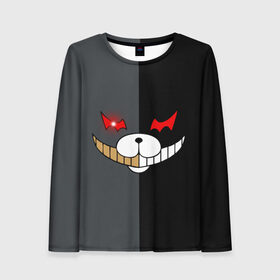 Женский лонгслив 3D с принтом KUROKUMA x MONOKUMA в городе Новоалтайск, 100% полиэстер | длинные рукава, круглый вырез горловины, полуприлегающий силуэт | anime | bear | black  white | danganronpa | kurokuma | monodam | monokuma | monomi | monotaro | pink | rabbit | school | shirokuma | аниме | главарь | мoноми | монокума | черно белый | школа