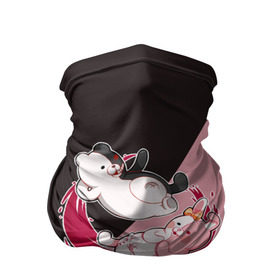 Бандана-труба 3D с принтом MONOKUMA X MONOMI в городе Новоалтайск, 100% полиэстер, ткань с особыми свойствами — Activecool | плотность 150‒180 г/м2; хорошо тянется, но сохраняет форму | anime | bear | black  white | danganronpa | kurokuma | monodam | monokuma | monomi | monotaro | pink | rabbit | school | shirokuma | аниме | главарь | мoноми | монокума | черно белый | школа