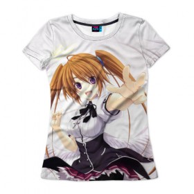 Женская футболка 3D с принтом Ирина Шидо | High School DxD в городе Новоалтайск, 100% полиэфир ( синтетическое хлопкоподобное полотно) | прямой крой, круглый вырез горловины, длина до линии бедер | high | school | азазель | ангел | аниме | демоны | иссэе | иссэй | клан гремори | манга | монстры | ранобэ | риас | хёдо