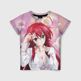 Детская футболка 3D с принтом Rias Gremory в городе Новоалтайск, 100% гипоаллергенный полиэфир | прямой крой, круглый вырез горловины, длина до линии бедер, чуть спущенное плечо, ткань немного тянется | high | school | азазель | ангел | аниме | демоны | иссэе | иссэй | клан гремори | манга | монстры | ранобэ | риас | хёдо