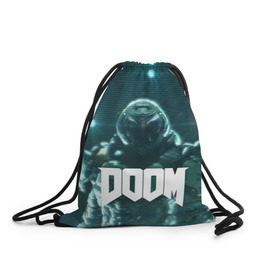 Рюкзак-мешок 3D с принтом DOOM в городе Новоалтайск, 100% полиэстер | плотность ткани — 200 г/м2, размер — 35 х 45 см; лямки — толстые шнурки, застежка на шнуровке, без карманов и подкладки | Тематика изображения на принте: demon | devil | doom | doom vfr | evil | game | mars | red | демон | дум | игры | космос | красная планета | марс | пришельцы