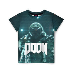 Детская футболка 3D с принтом DOOM в городе Новоалтайск, 100% гипоаллергенный полиэфир | прямой крой, круглый вырез горловины, длина до линии бедер, чуть спущенное плечо, ткань немного тянется | demon | devil | doom | doom vfr | evil | game | mars | red | демон | дум | игры | космос | красная планета | марс | пришельцы
