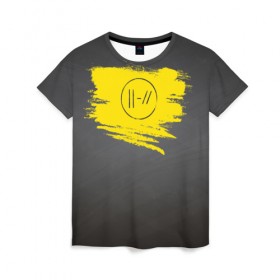 Женская футболка 3D с принтом Twenty One Pilots в городе Новоалтайск, 100% полиэфир ( синтетическое хлопкоподобное полотно) | прямой крой, круглый вырез горловины, длина до линии бедер | 21 пилот | top | twenty one pilots | двадцать один пилот | пилоты