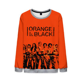 Мужской свитшот 3D с принтом ORANGE IS THE NEW BLACK в городе Новоалтайск, 100% полиэстер с мягким внутренним слоем | круглый вырез горловины, мягкая резинка на манжетах и поясе, свободная посадка по фигуре | orange is the new black | оранжевый  хит сезона