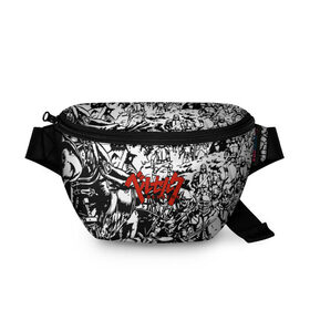 Поясная сумка 3D с принтом BERSERK в городе Новоалтайск, 100% полиэстер | плотная ткань, ремень с регулируемой длиной, внутри несколько карманов для мелочей, основное отделение и карман с обратной стороны сумки застегиваются на молнию | anime | berserk | heroes | knight | manga | аниме | берсерк | герои | манга | рыцарь