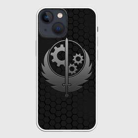 Чехол для iPhone 13 mini с принтом БРАТСТВО СТАЛИ в городе Новоалтайск,  |  | 101 | 111 | 76 | bethesda | brotherhood of steel | fallout | vault | war | братство стали | бункер | война | постапокалипсис | убежище | фолаут | фоллаут