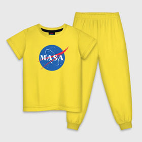 Детская пижама хлопок с принтом Маша (NASA) в городе Новоалтайск, 100% хлопок |  брюки и футболка прямого кроя, без карманов, на брюках мягкая резинка на поясе и по низу штанин
 | Тематика изображения на принте: nasa | космос | маша