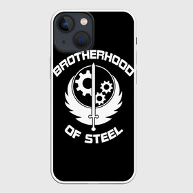 Чехол для iPhone 13 mini с принтом БРАТСТВО СТАЛИ в городе Новоалтайск,  |  | 101 | 111 | 76 | bethesda | brotherhood of steel | fallout | outcast | vault | war | братство стали | бункер | война | постапокалипсис | убежище | фолаут | фоллаут
