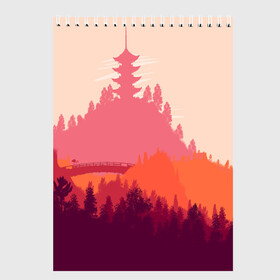Скетчбук с принтом Firewatch в городе Новоалтайск, 100% бумага
 | 48 листов, плотность листов — 100 г/м2, плотность картонной обложки — 250 г/м2. Листы скреплены сверху удобной пружинной спиралью | campo santo | firewatch | арт | вечер | вид | горы | закат | игра | лес | озеро | олень | пейзаж | пожарный дозор | солнце | холмы