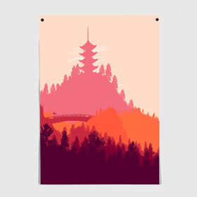 Постер с принтом Firewatch в городе Новоалтайск, 100% бумага
 | бумага, плотность 150 мг. Матовая, но за счет высокого коэффициента гладкости имеет небольшой блеск и дает на свету блики, но в отличии от глянцевой бумаги не покрыта лаком | campo santo | firewatch | арт | вечер | вид | горы | закат | игра | лес | озеро | олень | пейзаж | пожарный дозор | солнце | холмы