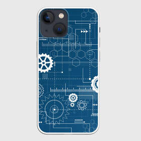 Чехол для iPhone 13 mini с принтом Механика в городе Новоалтайск,  |  | детали | механизм | механик | схема | чертеж | шестеренки