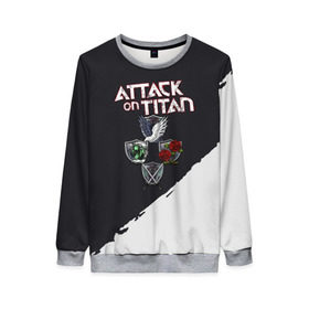 Женский свитшот 3D с принтом Атака титанов в городе Новоалтайск, 100% полиэстер с мягким внутренним слоем | круглый вырез горловины, мягкая резинка на манжетах и поясе, свободная посадка по фигуре | 