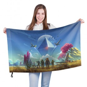 Флаг 3D с принтом No man`s sky в городе Новоалтайск, 100% полиэстер | плотность ткани — 95 г/м2, размер — 67 х 109 см. Принт наносится с одной стороны | 