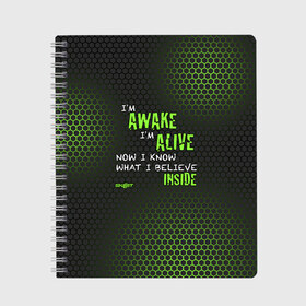 Тетрадь с принтом Skillet - Awake and Alive в городе Новоалтайск, 100% бумага | 48 листов, плотность листов — 60 г/м2, плотность картонной обложки — 250 г/м2. Листы скреплены сбоку удобной пружинной спиралью. Уголки страниц и обложки скругленные. Цвет линий — светло-серый
 | skilet | skillet | альтернативный | гранж | группа | джен леджер | джон купер | индастриал | кори купер | метал | ню | пост | рок | сет моррисон | симфоник | скилет | хард | христианский