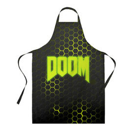 Фартук 3D с принтом DOOM в городе Новоалтайск, 100% полиэстер | общий размер — 65 х 85 см, ширина нагрудника — 26 см, горловина — 53 см, длина завязок — 54 см, общий обхват в поясе — 173 см. Принт на завязках и на горловине наносится с двух сторон, на основной части фартука — только с внешней стороны | devil | doom | hell | mark of the doom slayer | slayer | ад | гарнил | дум | знаки | иероглифы | компьютерные игры 2019 | преисподняя | символ | солдат