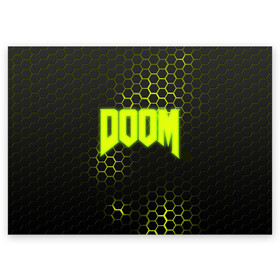 Поздравительная открытка с принтом DOOM  в городе Новоалтайск, 100% бумага | плотность бумаги 280 г/м2, матовая, на обратной стороне линовка и место для марки
 | devil | doom | hell | mark of the doom slayer | slayer | ад | гарнил | дум | знаки | иероглифы | компьютерные игры 2019 | преисподняя | символ | солдат