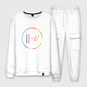 Мужской костюм хлопок с принтом TWENTY ONE PILOTS TOP в городе Новоалтайск, 100% хлопок | на свитшоте круглая горловина, мягкая резинка по низу. Брюки заужены к низу, на них два вида карманов: два “обычных” по бокам и два объемных, с клапанами, расположенные ниже линии бедра. Брюки с мягкой трикотажной резинкой на поясе и по низу штанин. В поясе для дополнительного комфорта — широкие завязки | 21 pilots | 21p | music | rock | top | trench | twenty one pilots | группа | музыка | рок