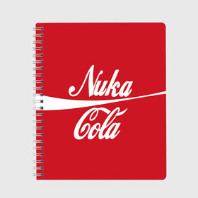Тетрадь с принтом NUKA COLA в городе Новоалтайск, 100% бумага | 48 листов, плотность листов — 60 г/м2, плотность картонной обложки — 250 г/м2. Листы скреплены сбоку удобной пружинной спиралью. Уголки страниц и обложки скругленные. Цвет линий — светло-серый
 | Тематика изображения на принте: 101 | 111 | 76 | atom cats | bethesda | brotherhood of steel | fallout | nuka cola | outcast | tunnel snakes | vault | war | братство стали | бункер | война | убежище | фолаут | фоллаут | ядеркола