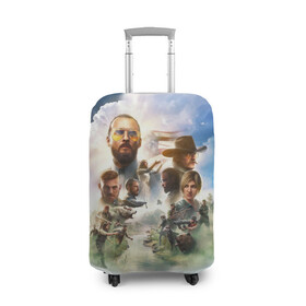 Чехол для чемодана 3D с принтом Far Cry 5 в городе Новоалтайск, 86% полиэфир, 14% спандекс | двустороннее нанесение принта, прорези для ручек и колес | 5 | county | cry | deputy | edens | far | farcry | gate | hope | joseph | secta | seed | sheriff | sinner | врата | грешник | иосиф | округ | помощник | секта | сид | хоуп | шерифа | эдема