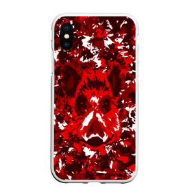 Чехол для iPhone XS Max матовый с принтом Краснобелый камуфляж с кабаном в городе Новоалтайск, Силикон | Область печати: задняя сторона чехла, без боковых панелей | Тематика изображения на принте: кабан | милитари | москва | мясо | свин | свинья